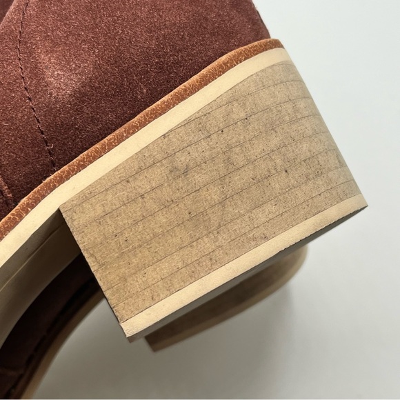 Crevo Clara Sz 8.5 Leather Suede Ankle Booties Brick Red Boots - Picture 12 of 13